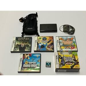 Nintendo DS Lite Handheld System - Black Bundle 6 Games, Stylus, Charger, Case!